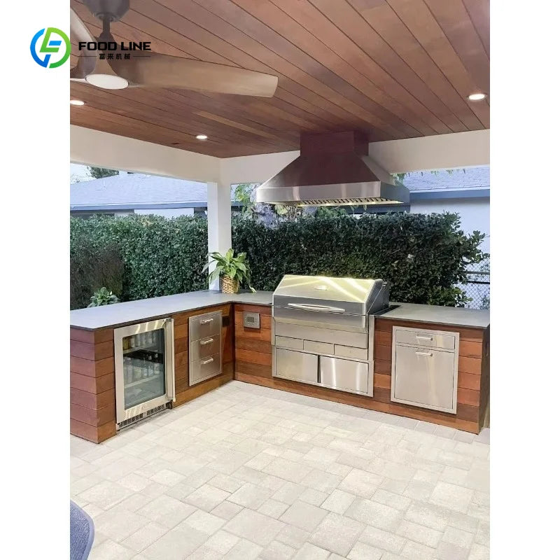 Modular Outdoor Kitchen Pod with Stainless Steel Cabinets, BBQ Grill Station and Custom Outdoor Design for Patios Customized