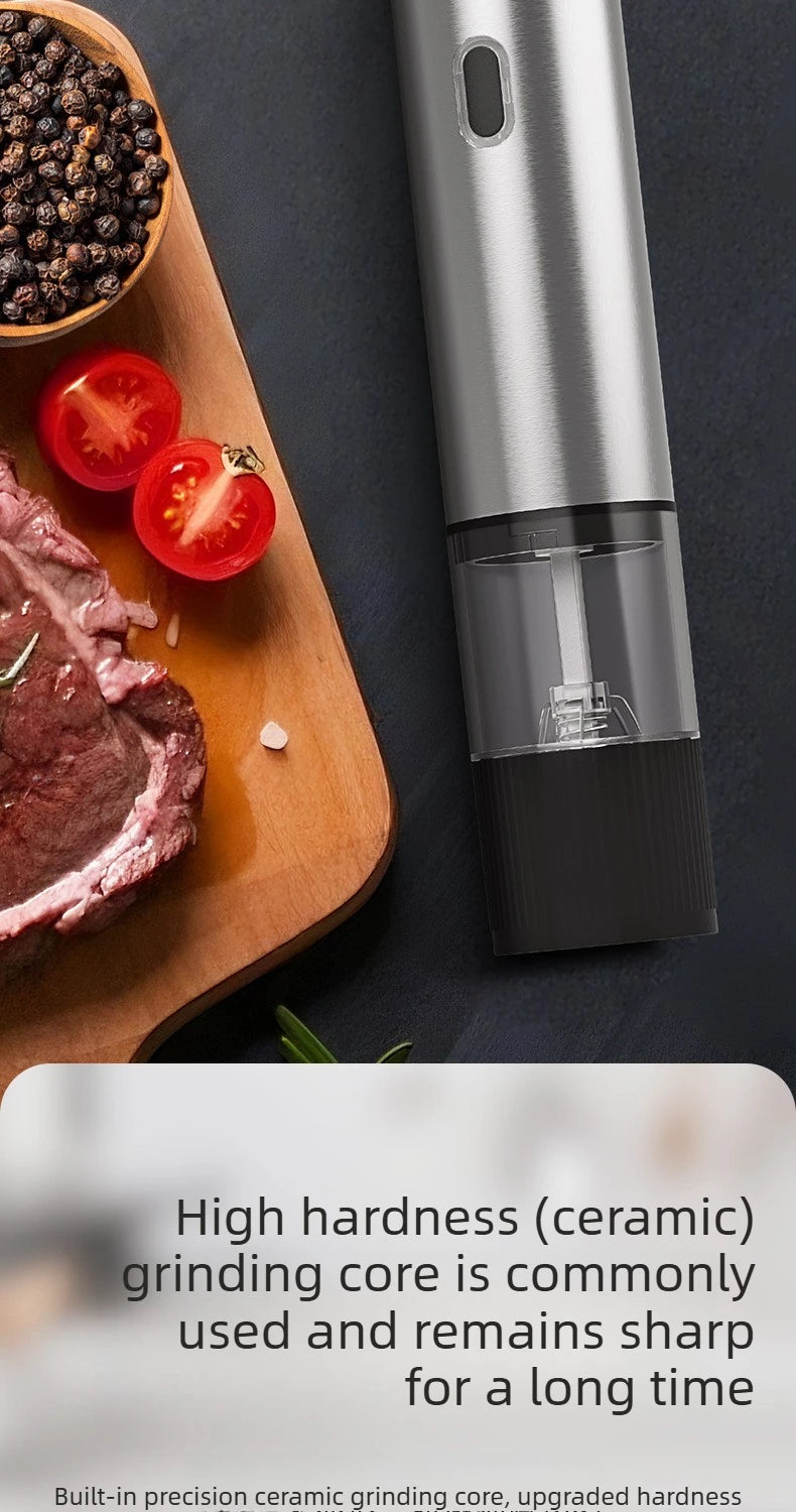 Rechargeable Automatic Salt Pepper Grinder Set Electric Grinding Mill with External Coarseness Adjustment Home Kitchen Gadgets