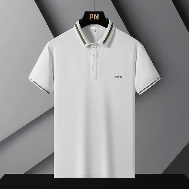 Business Casual Fashion Patchwork T-shirts Contrasting Colors Summer Short Sleeve Men's Clothing Polo-Neck All-match Polo Shirts
