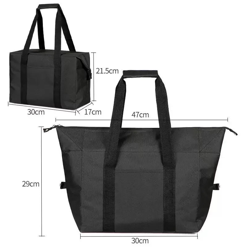 Large Capacity Insulated Tote Bag, Foldable Cooler Bag, Student Work Lunch Bag, Outdoor Picnic Bag