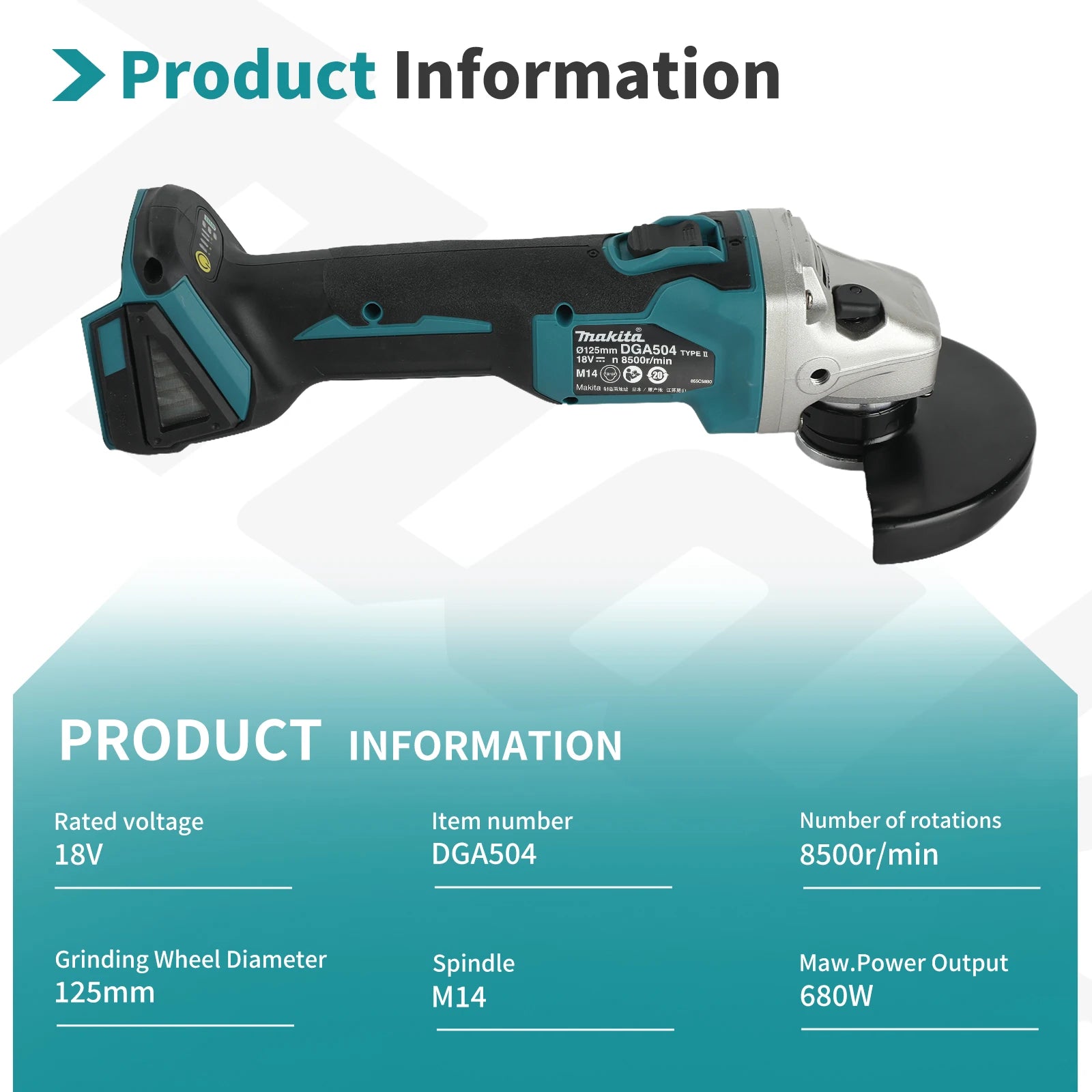 Makita DGA504 18V 6.0Ah 125mm Brushless Rechargeable Multi-functional Cutting & Grinding Tool