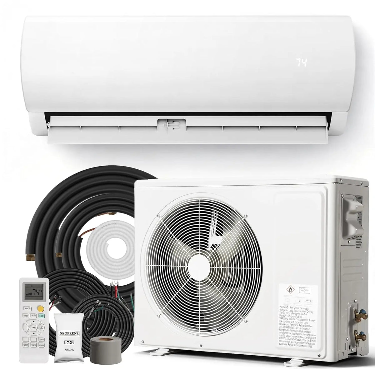 18000 BTU Mini Split Air Conditioner & Heat Pump 19 SEER2 230V Energy Efficient 1250 Sq.Ft Installation Kit, Custom