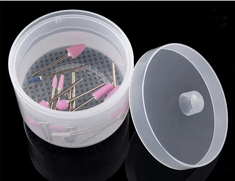 Nail Drill Bits Disinfection Box Double Layer Filtration Cleaning Box Manicure Storage Case Nail Brush Cleaning Container