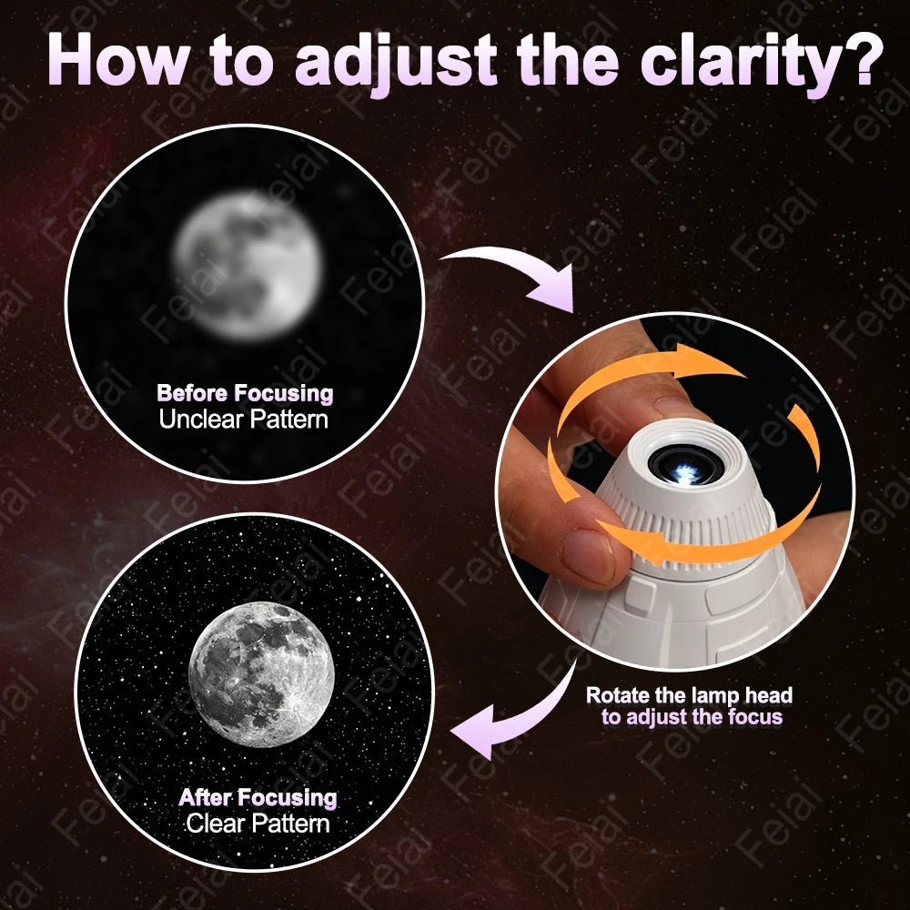 USB Car Interior Roof Star Galaxy Projection Ambient Lighting 360° Adjustable Starry Sky Ambient Projector Light Touch Control