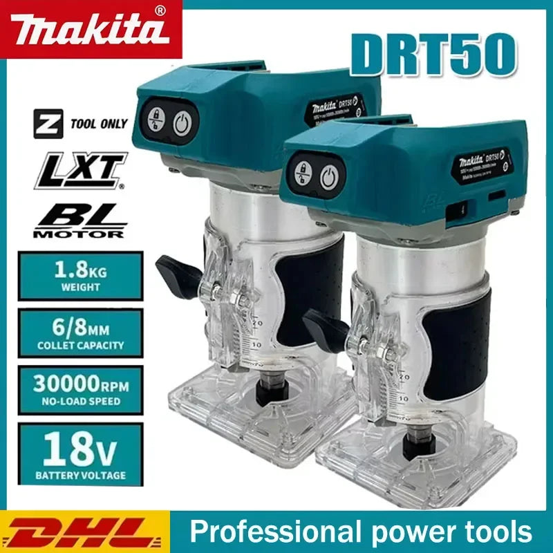 MakitaTrimmer Rechargeable Trimming Machine Brushless Slotting Tool DRT50 Cordless  Milling Woodwork Engraving Machine