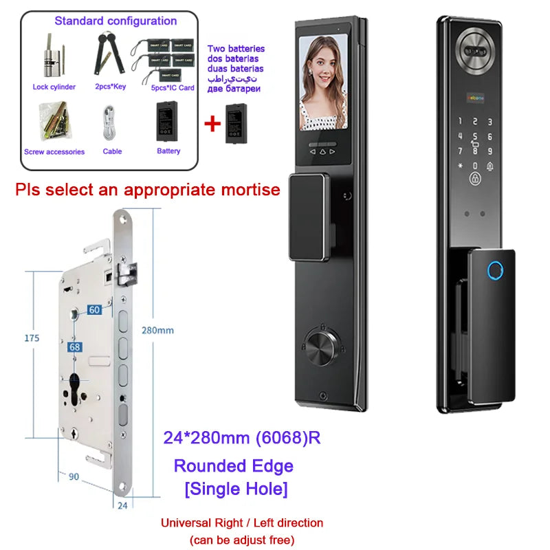 Wifi Tuya APP 3D Face Recognition Smart Door Lock With Camera Video Call Voice Intercom Digital Door Lock Automatic Door Lock