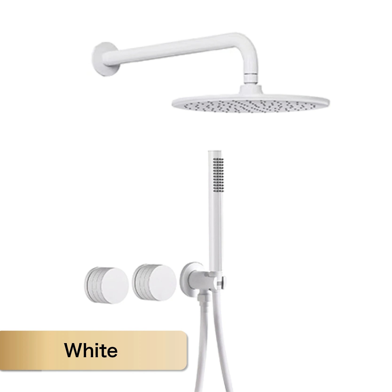 Luxury Gun Gray Brass Wall Mounted Shower System with Embedded Design, Dual Handle Hot and Cold Water, Simple Bathroom Faucet