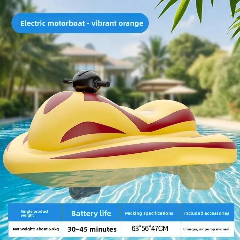 Powered Inflatable Water Scooter Toy – Motorized Surfboard with Handle Steering for Adults & Home, Pool/Lake Ride-on