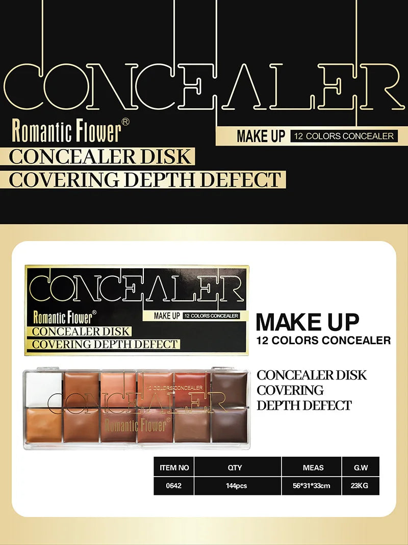 12 Color Concealer Palette for Dark Skin Full Coverage Waterproof Contouring Face Makeup Bridal Wedding Day Photo Ready