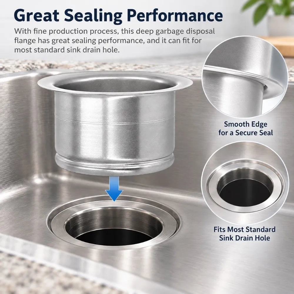 Stainless Steel Extended Sink Flange Silver Deep Garbage Disposal Flange Kitchen Sink Flange Garbage Disposal Connection