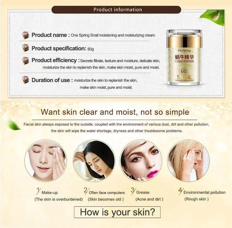 Snail Face Cream Collagen Firming Fade Fine Lines Eye Massage Roller  Reduce Wrinkles Eye Bags Korean Skin Care Product