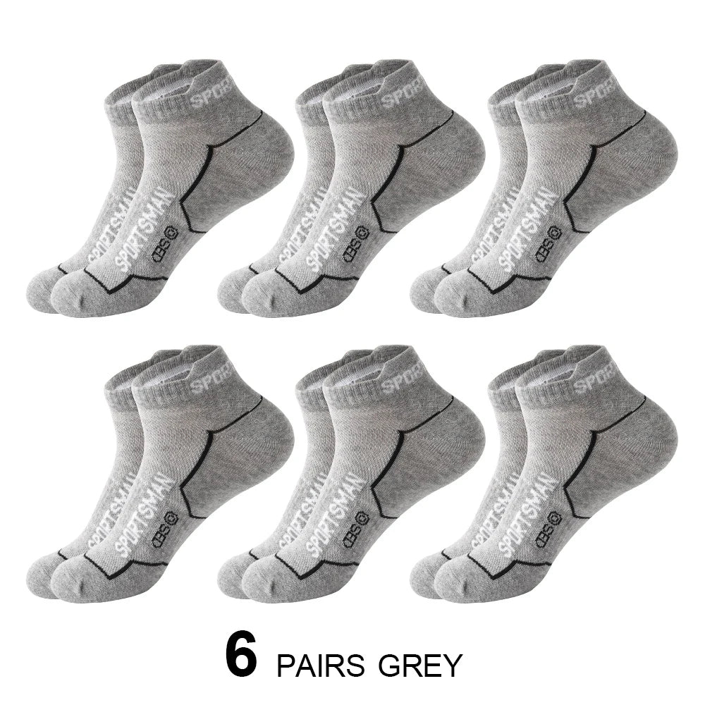 6 Pairs/Lot Spring Summer Men's Sports Running Socks Protective Ankle Socks Thin Breathable Deodorant Fitness Short Socks 38-44