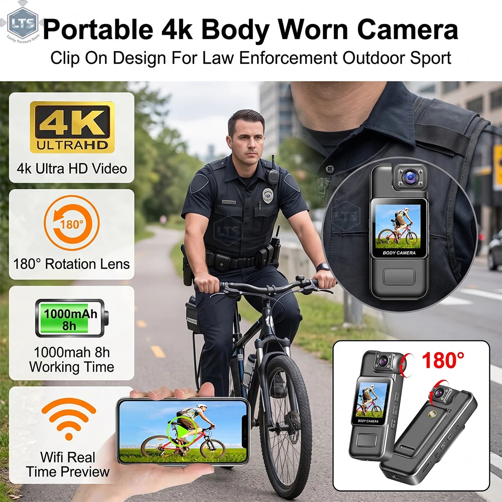 Digital Camera Night Vision Mini WiF 4K 2K 1080P HD Portable Video Recorder Body Cam Infrared Police/Bike Camcorder Sports DV