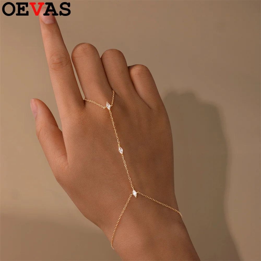 OEVAS Marquise Cut Moissanite Bracelets for Women S925 Silver Lab Diamonds Bracelets Fashion Ring Chain Fine Jewelry Wholesale