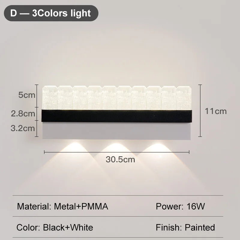 16W Creative Acrylic Textured Led Wall Light Bedroom Living room Aisle Light Long Strip New Design Art Decorative Ambient Light