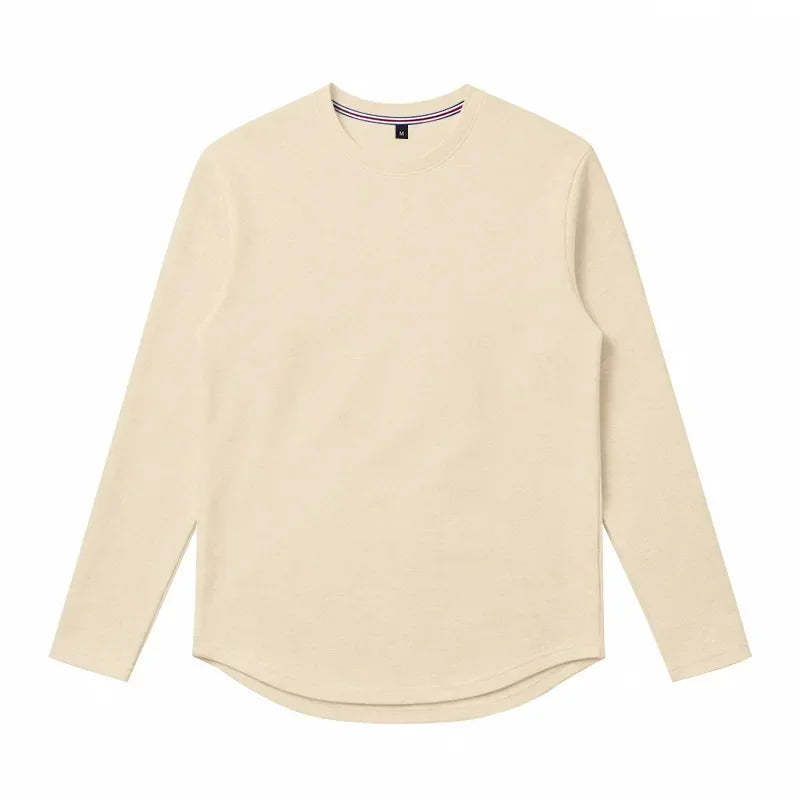 Autumn and Winter Men's Thin Casual Crew Neck Pullover Loose Versatile Breathable Commuter Long Sleeve Bottom T-Shirt