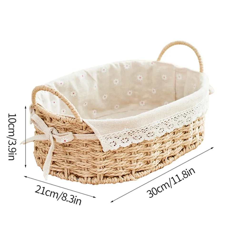 Imitation Rattan Rattan Storage Baskets Vegetable Fruit Multi-Purpose Hand-woven Baskets Toy Storage Home Decoration