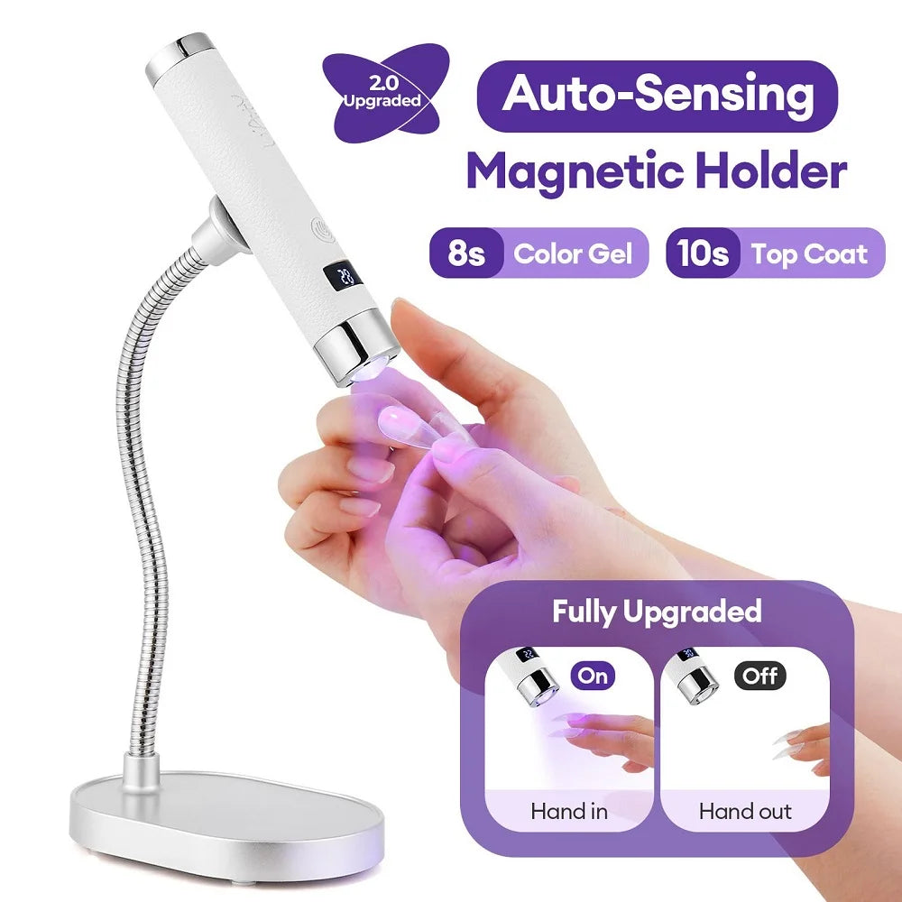 Auto-Sensing Handheld Nail Dryer Smart Sensor Nail Gel Curing Desk Nail Lamp Portable Gel Nails Fast Drying UV LED Light Pen