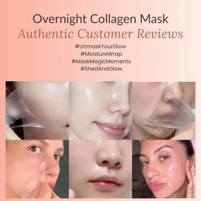 Collagen Overnight Wrapping Peel Off Facial Mask Set Korean Collagen Night Wrapping Mask Deeply Hydrates Night Care Mask Cream