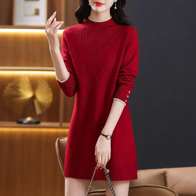 Women's Turtleneck Knitwear Top Long Sleeve Pullover Sweater Woman Clothing Fall Winter Knit Basic Blouse Wool Ladies Sweater