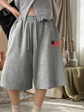 Ladies' Fashionable Printed Casual Loose Drawstring Elastic Waist Wide Leg Shorts