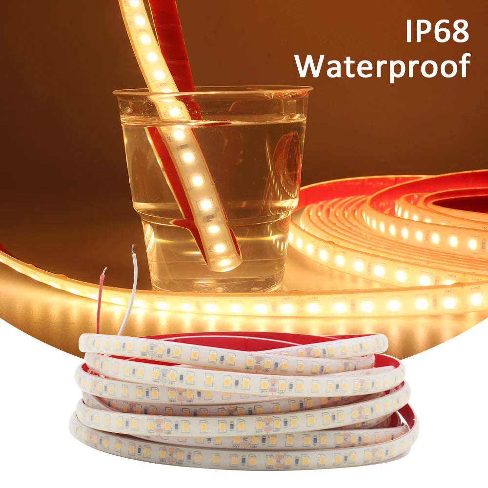 24V LED Strip Light IP68 Waterproof 1-20M SMD 2835 120LEDs Flexible LED Tape Ribbon Lamp Indoor Outdoor Lighting Park Fish Tank