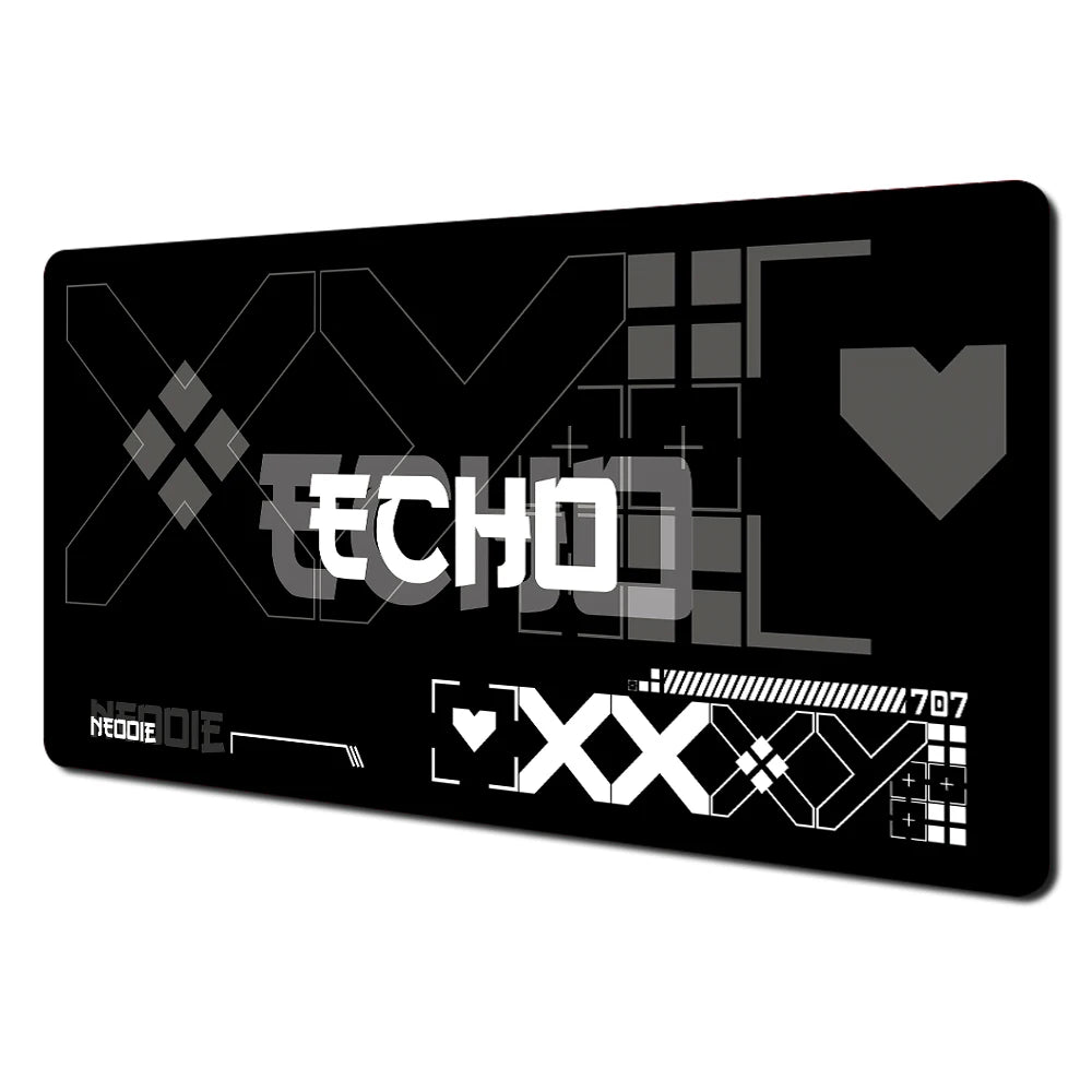 Black and Grey Abstract Art Pattern Design Mouse Pad Desk Mat with Stitched Edge Rubber Anti-Slip Gaming Mat Keyboard Mouse Pads