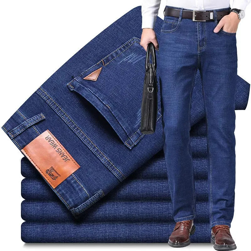 Men's Casual Straight Stretch Jeans 2026 Spring Autumn New Classic Blue Black Work Denim Trousers Fashion Male Brand Clothing