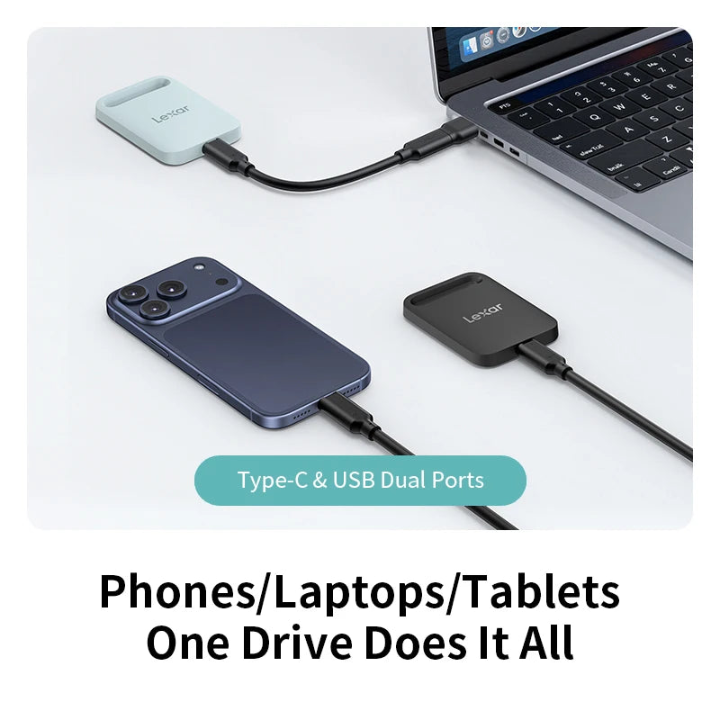 Lexar Portable Solid State Drive SL260X USB3.2 Type-C PSSD 512GB 1TB External Hard Drive Max 390Mb/s Read 400Mb/s Write SSD Disk