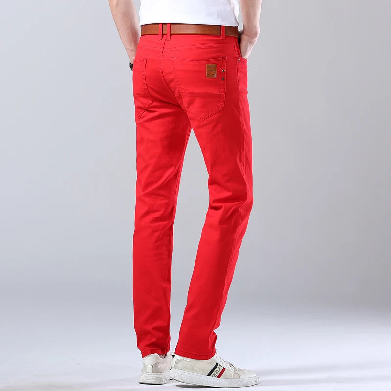Men's Classic Denim Pants 2022 New Fashion Casual Straight Stretch Slim Fit Jeans High Quality Cotton Colorful Brand Pants