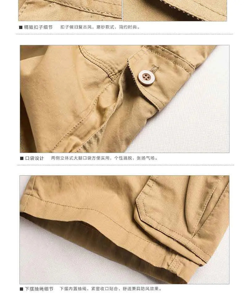Summer Men Cotton Loose Cargo Shorts Streetwear Fashion Male Clothes Claret 4 Pockets Straight 5 Points Thin Casual Short Pants