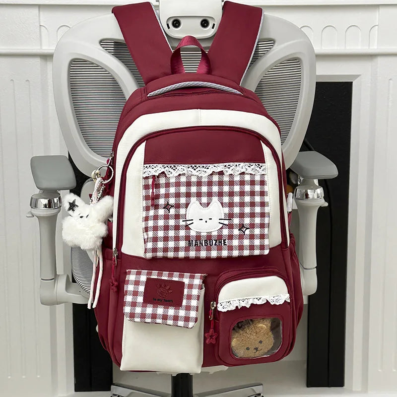 Girl School Bag Backpack Back Pack For Teenager Women Children Female Pink Schoolbag Primary High Bagpack Class Teens Child Kids