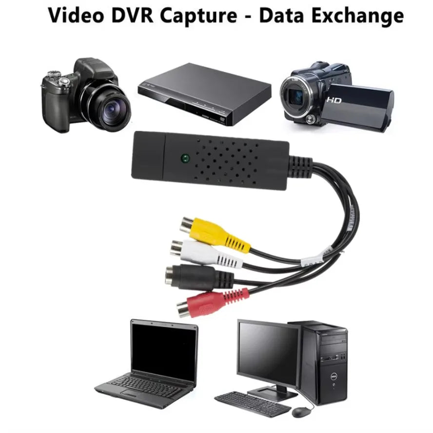 USB Audio Video Capture Card Adapter Video Converter with USB Cable VHS To Digital Converter for TV PC DVD VHS Capture Device