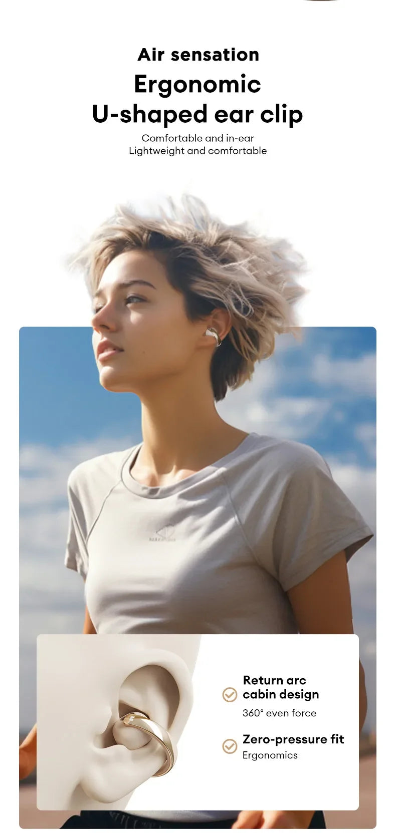 Choice Original Monster XKT30 TWS Wireless Bluetooth 5.4 Ear Clip Touch Earphones Deep Bass Noise Reduction Gaming Headset