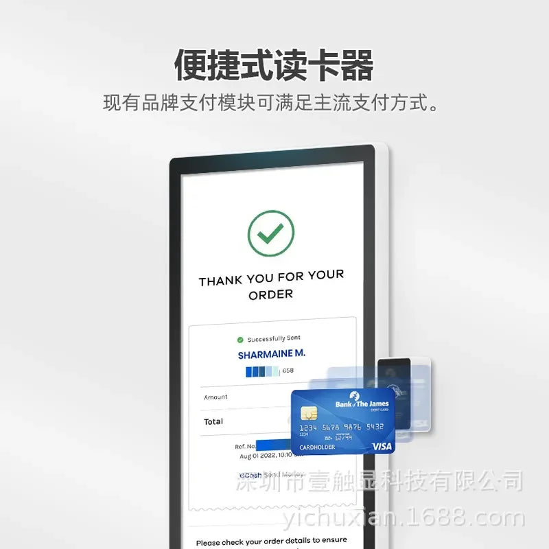 For Supermarket Restaurant 21.5 Inch Self Service Kiosk Touch Screen POS Terminal Vertical Ordering Machine with QR Code