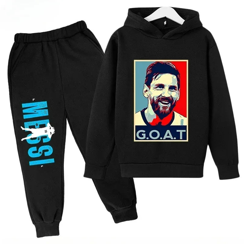 Spring Autumn Children's Set Sports Messi Print Hoodie Set Pants Suit 2pcs Set Boys Girls Kid Clothing Casual Fashion Tracksuit