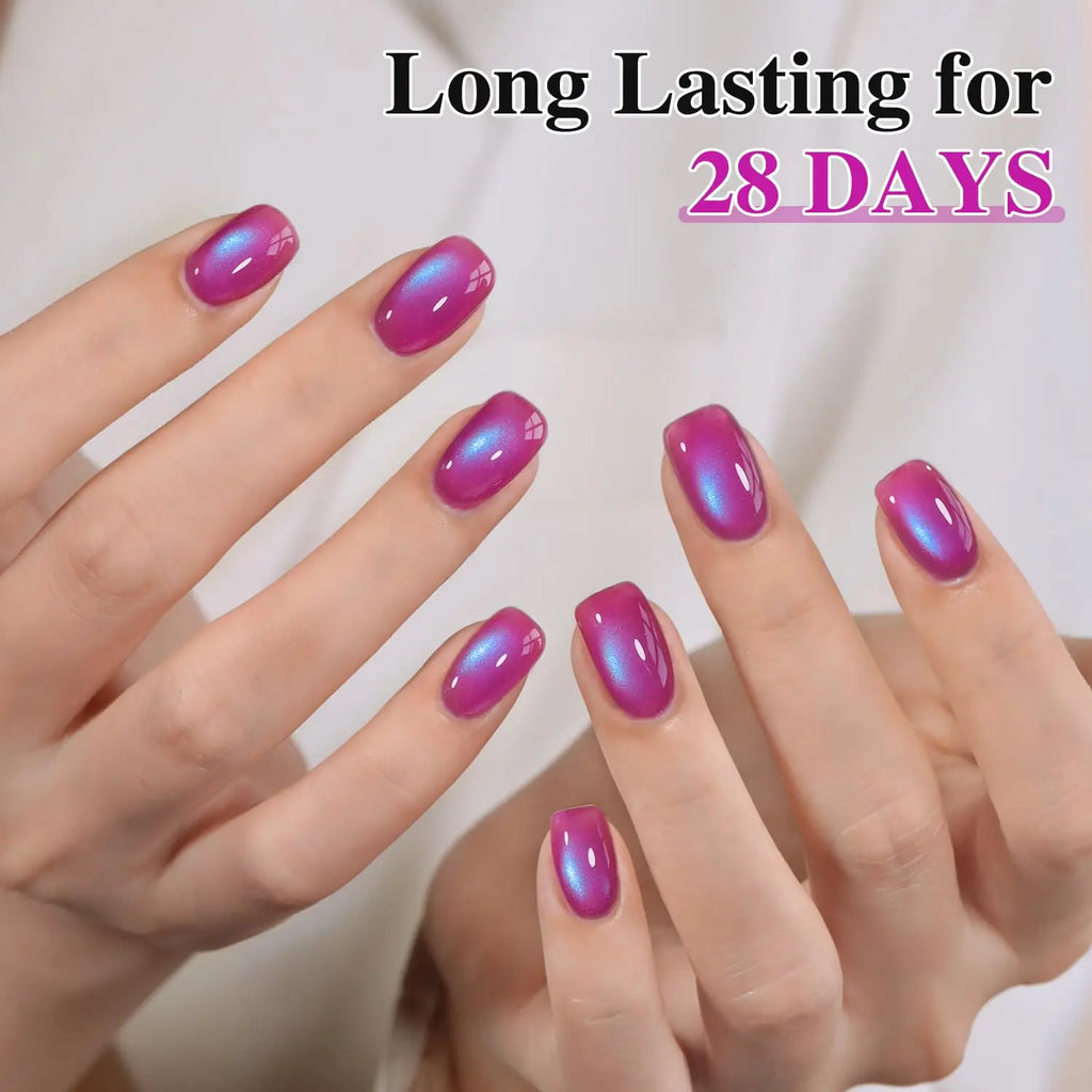 HL Jelly Glass Cat Eye Gel Polish 15MLHolographic Glitter Shimmer Translucent Sheer Color Magnetic Nail Polish Salon DIY at Home