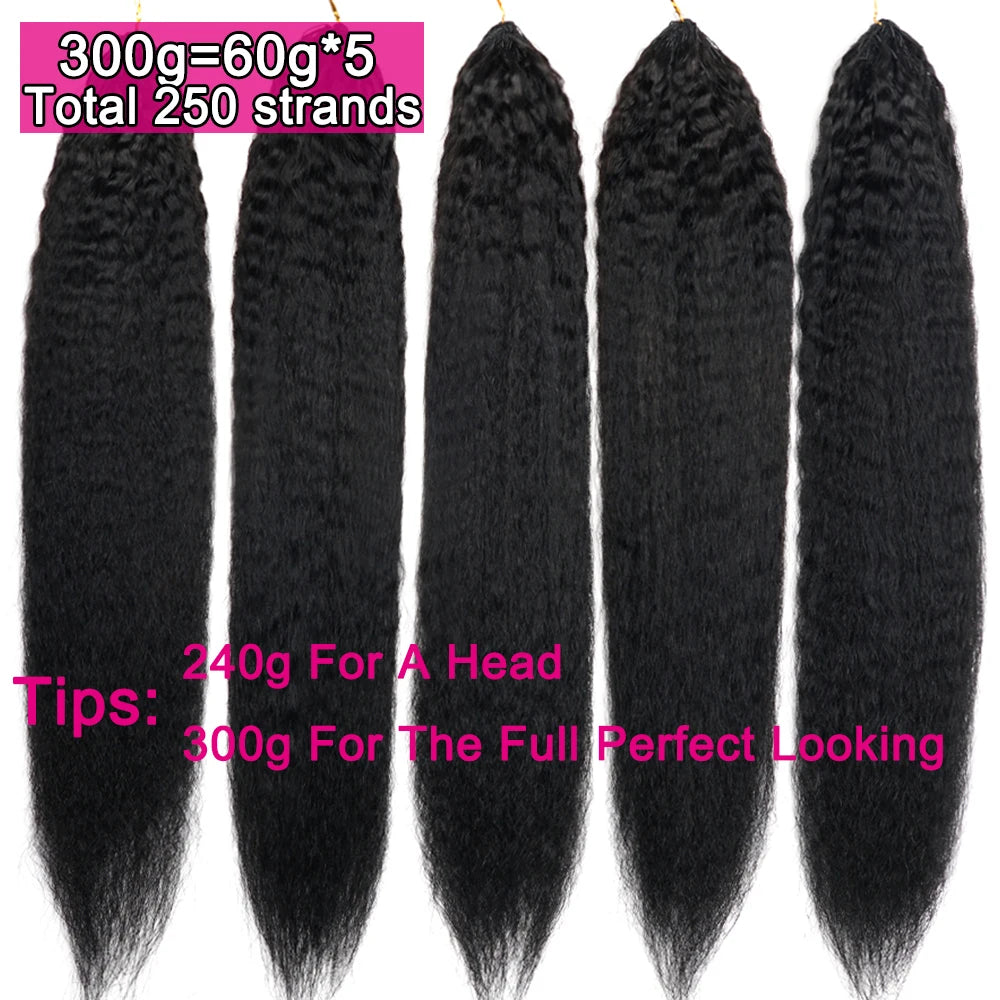Kinky Straight Crochet Human Hair Pre Separated Knotless Reusable Feather Crochet Human Hair Bundles Burmese Curly Crochet Hair