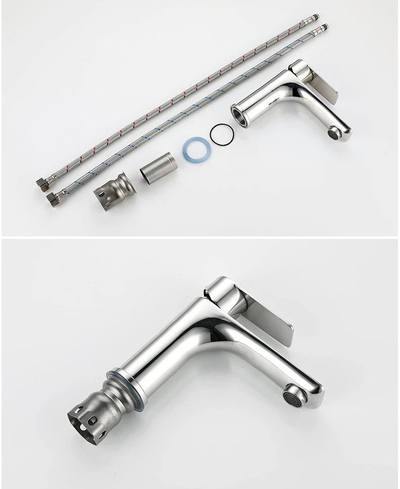 Bathroom Water Faucet Taps Cold and Hot Stainless Steel Single Hole Wash Basin Faucets Mixer Torneira Cascata Dourada