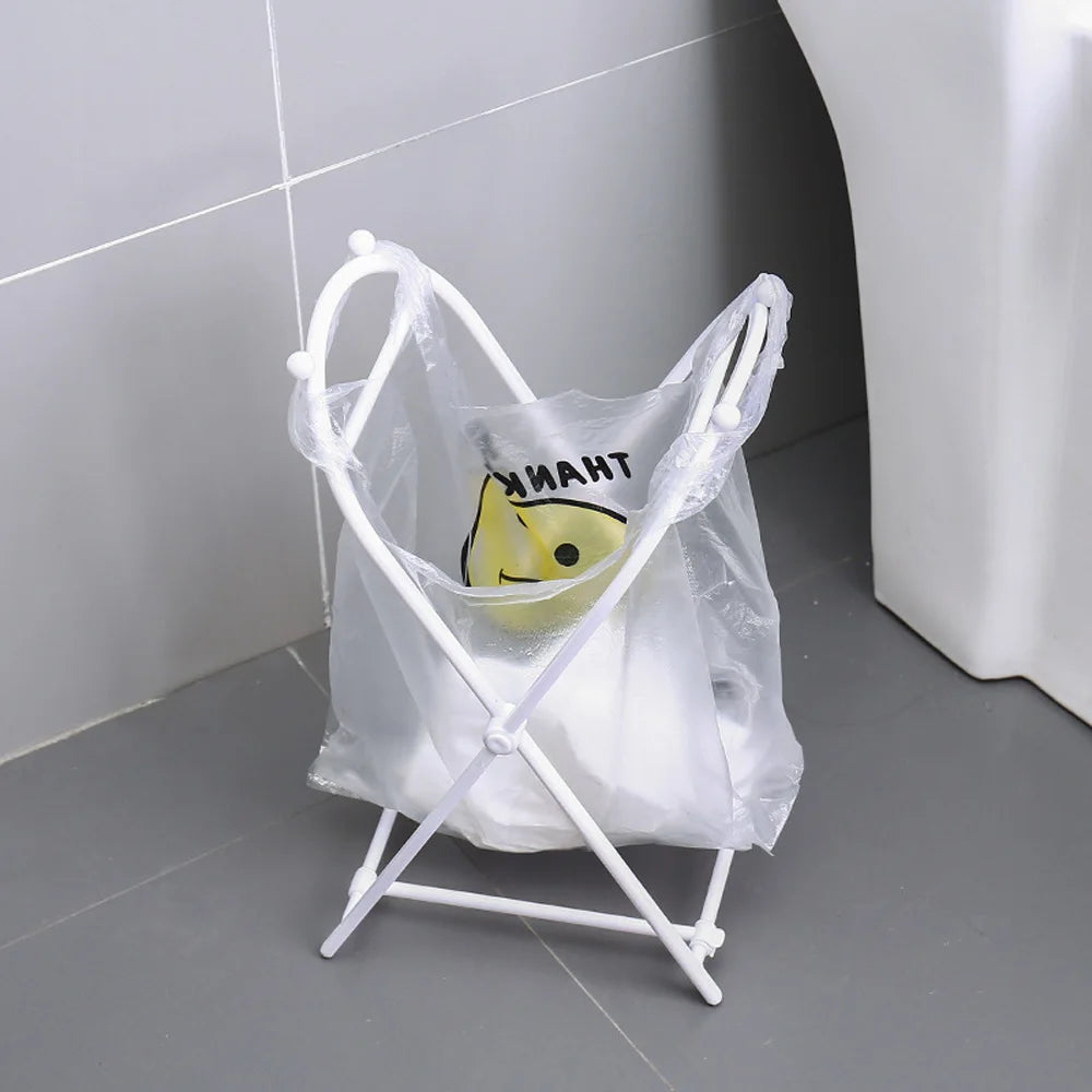 Collapsible Convenient Kitchen Countertop Tote Bag Bracket Floor Trash Rack Garbage Bag Holder Storage Organizer Support Frame