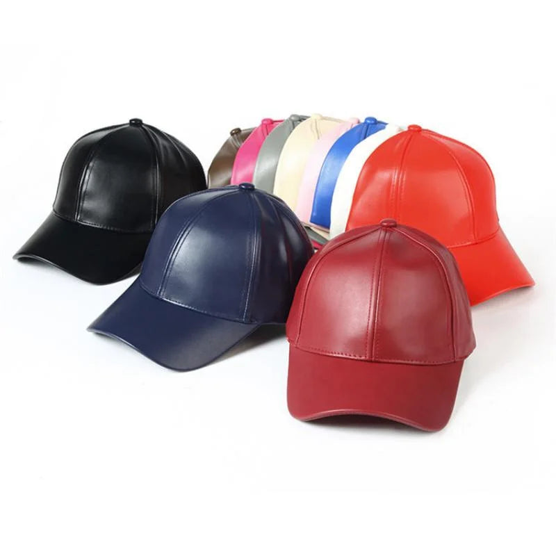 1PC Unisex Solid Men Women Baseball Cap PU Leather HIP HOP Snapback Caps Hats for Men Baseball Caps Black Adjustable Hat