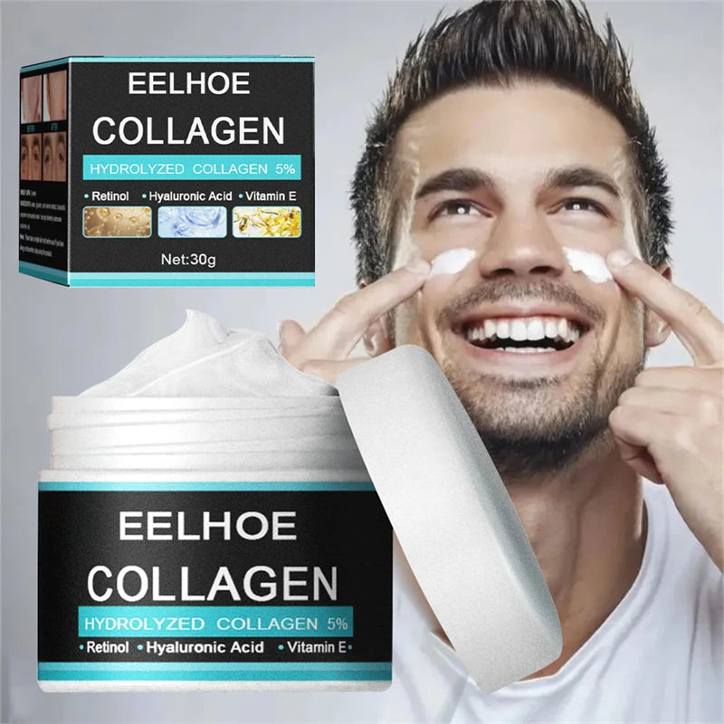 30g Male Collagen Hydrating Cream Hyaluronic Acid Anti Wrinkle Firm Lift Moisturizing Revitalize Tired Dull Facial Skin