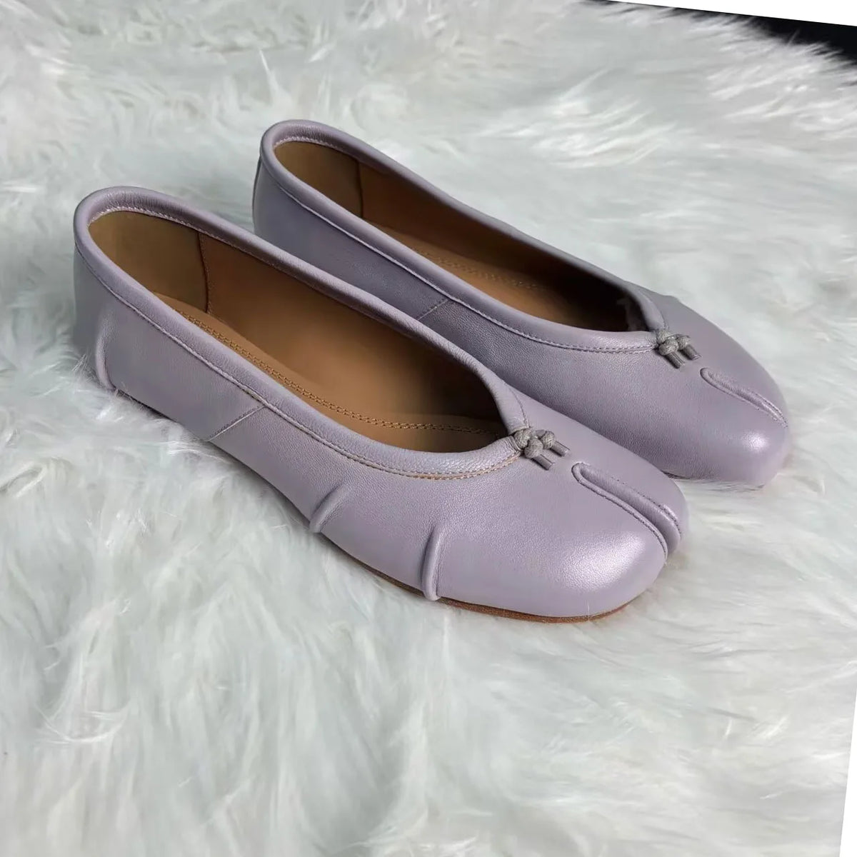 Split Toe Women Ballet Flats Fashion Tabi Shoes Casual Slip-on Loafers Ladies Pleated  Leather Espadrilles Zapatillas Mujer