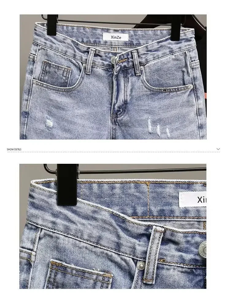 Trendy Blue Denim Shorts For Men Casual Style Slim Fit Korean Version Ripped Pockets Summer Lightweight Trousers
