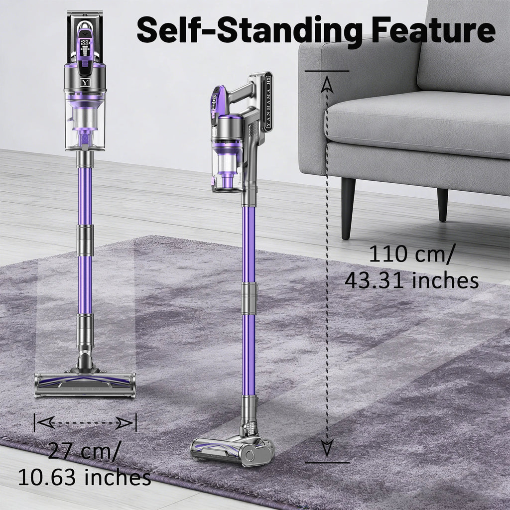 Yanhama 650W 75000PA Powerful Cordless Vacuum Cleaner, Handheld Self-Standing Vacuum 70 Mins Runtime for Floor Carpet Pet Hair