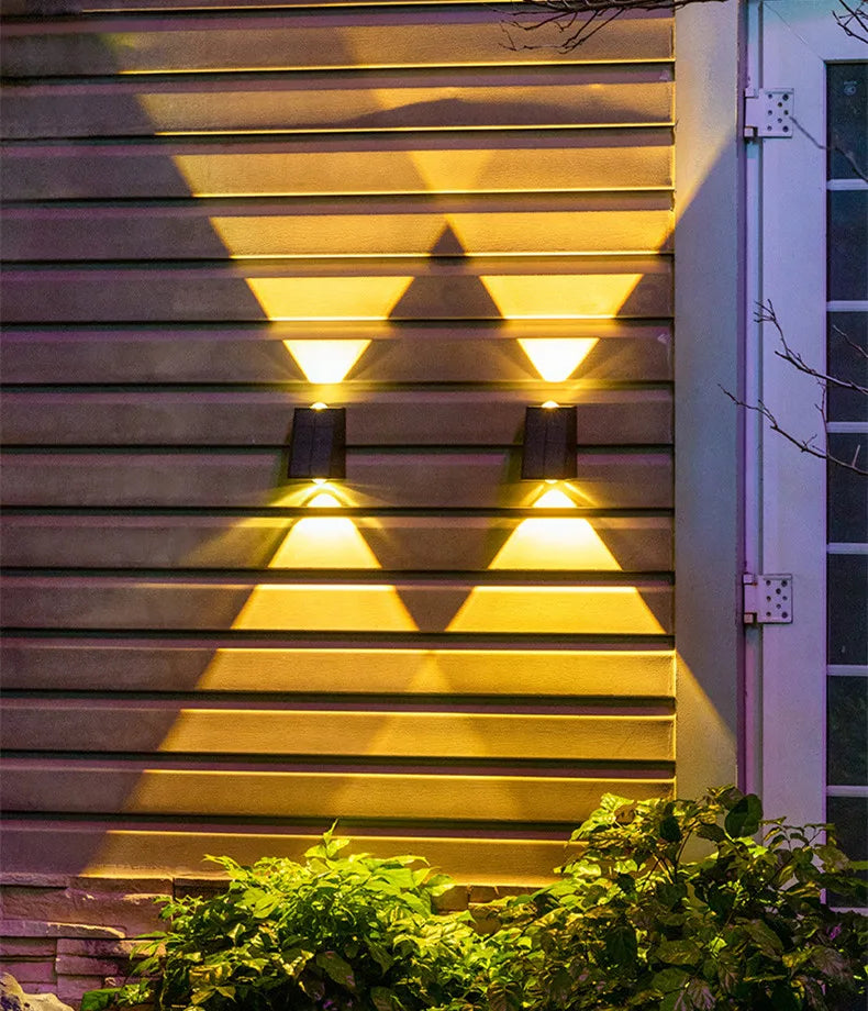 LED Outdoor Solar Wall Light Up And Down Luminous Garden Lamp Villa Courtyard Porch Street Decorative Lighting Wall Washer Light