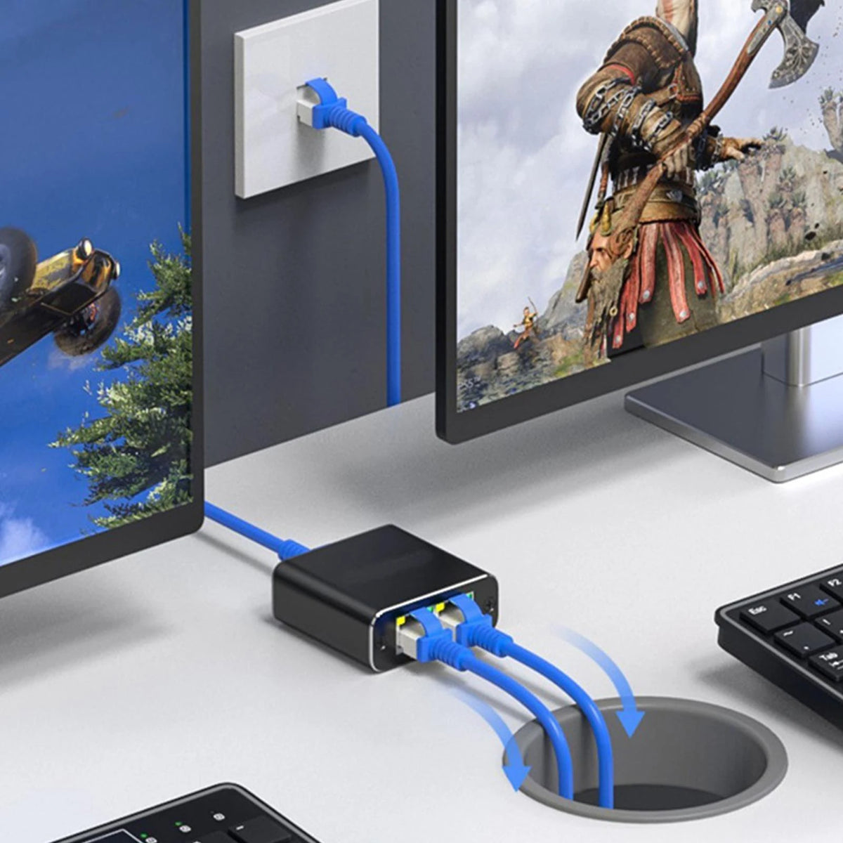 1000Mbps Ethernet Splitter Network Adapter RJ45 1X2 1X3 1X4 LAN Extender for PC Computer Router Switch Works At The Same Time