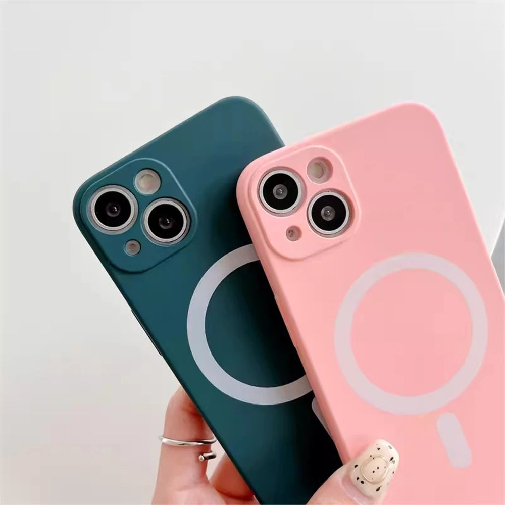 Magnetic Liquid Silicone Cover For Magsafe Case Iphone 14 13 12 Mini 11 Pro Max 7 8 Plus Se 2020 Xr Xs X Camera Precision Hole