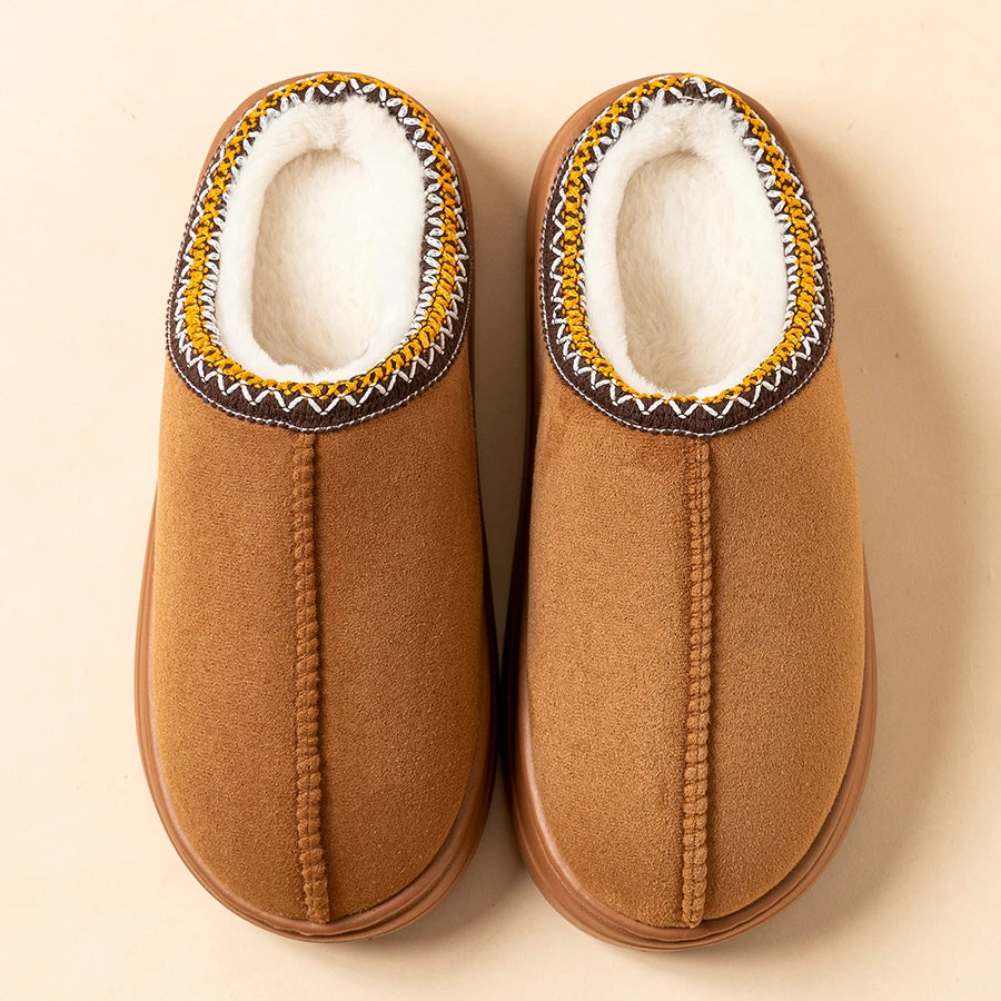 Fashion Women's Slippers Winter Outdoor Indoor Warm Fur Cotton Breathable Anti-slip Comfortable Men Boots Flat Shoes Couple
