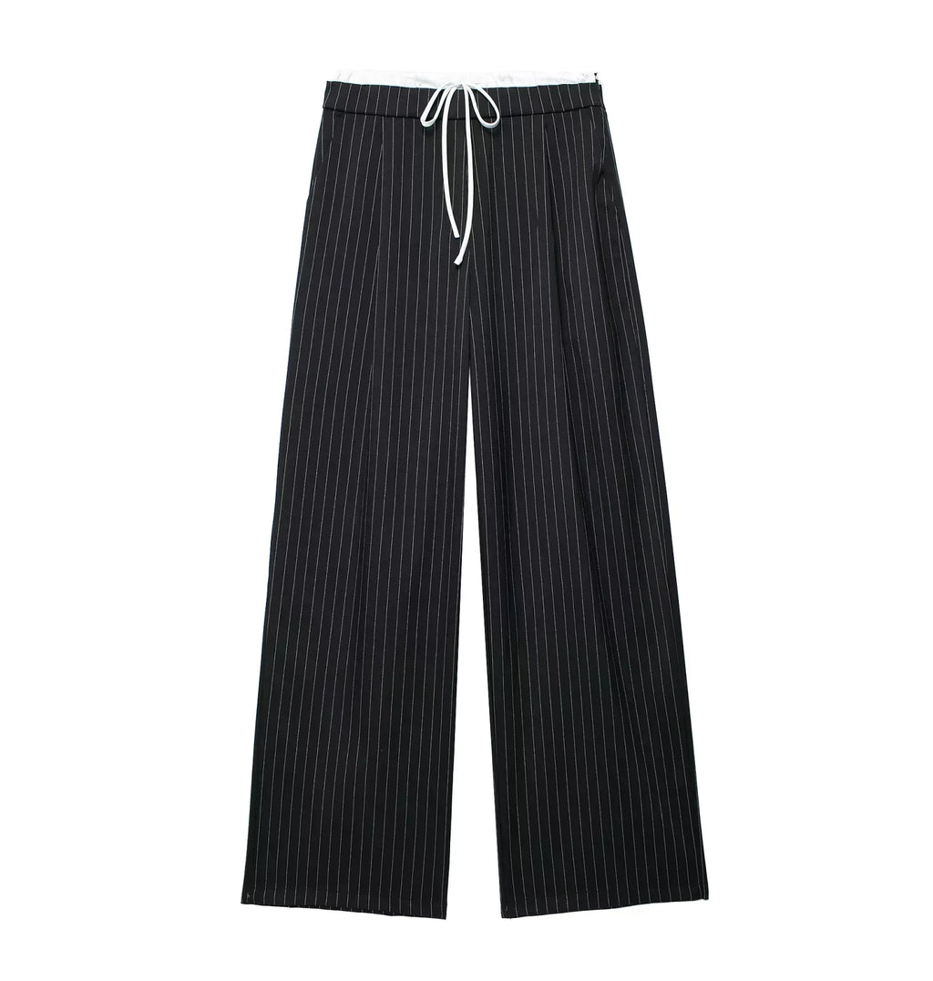 HXAO 2024 Women's Pants Baggy Wide Pants Woman Fashion Black Trousers Casual High waisted Pants Autumn Bluey Flared leggings